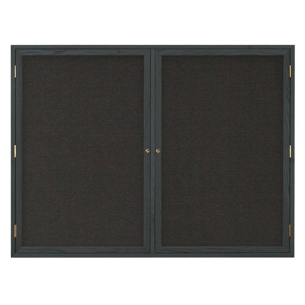 United Visual Products Double Door Indoor Enclosed Easy Tack Bo UV303EZ-BLUE-BLACK